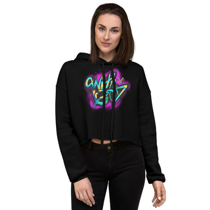 With God Fuchsia Pink Splash Crop Hoodie