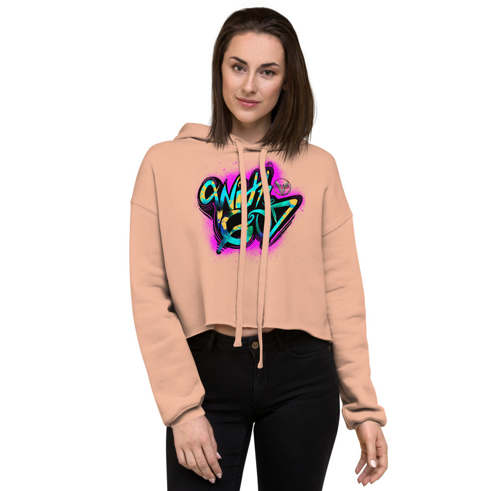 With God Fuchsia Pink Splash Crop Hoodie