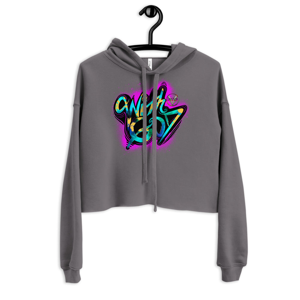 With God Fuchsia Pink Splash Crop Hoodie