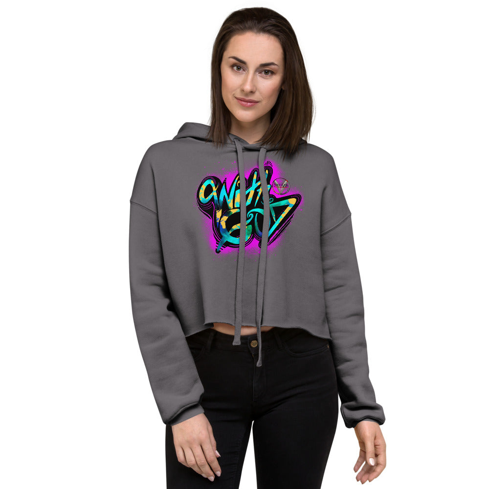 With God Fuchsia Pink Splash Crop Hoodie