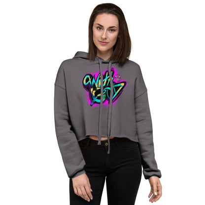 With God Fuchsia Pink Splash Crop Hoodie