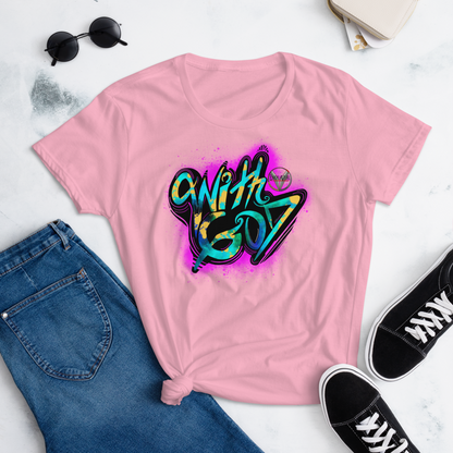 With God Fuchsia Pink Splash Women's Short Sleeve T-Shirt