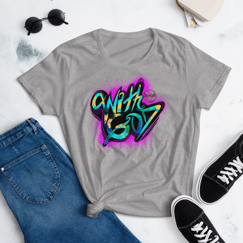 With God Fuchsia Pink Splash Women's Short Sleeve T-Shirt