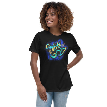 With God Cobalt Blue Splash Women's Relaxed T-Shirt