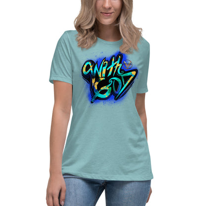 With God Cobalt Blue Splash Women's Relaxed T-Shirt