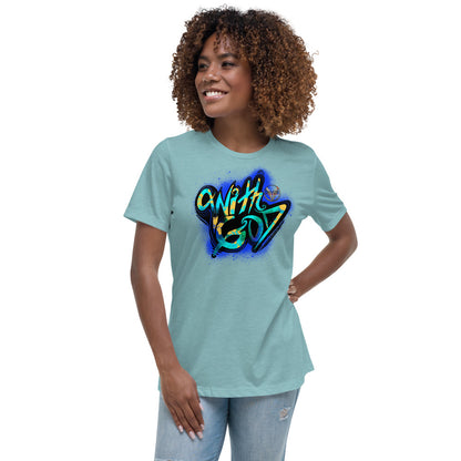 With God Cobalt Blue Splash Women's Relaxed T-Shirt