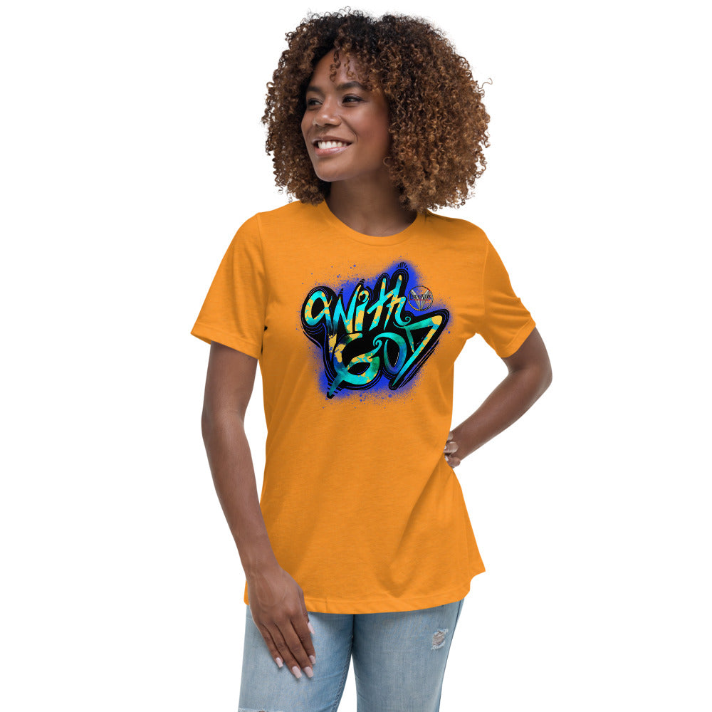 A With God Blue Splash Women's Relaxed T-Shirt