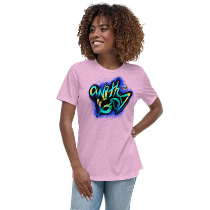 With God Cobalt Blue Splash Women's Relaxed T-Shirt