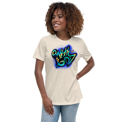 With God Cobalt Blue Splash Women's Relaxed T-Shirt