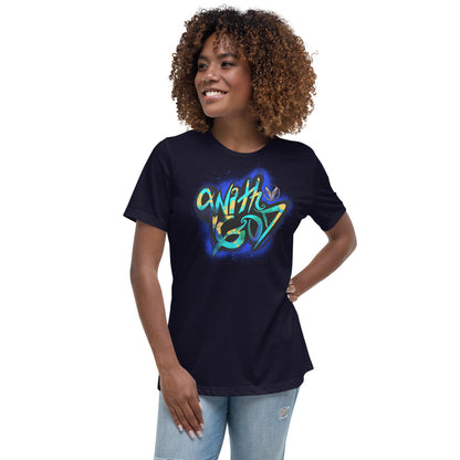 With God Cobalt Blue Splash Women's Relaxed T-Shirt