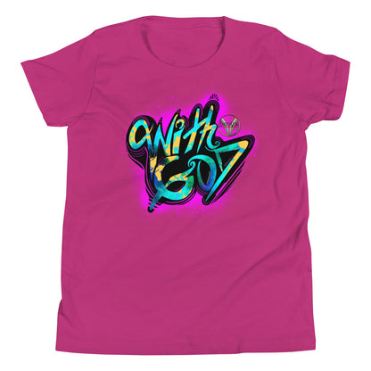 With God Fuchsia Youth Short Sleeve T-Shirt