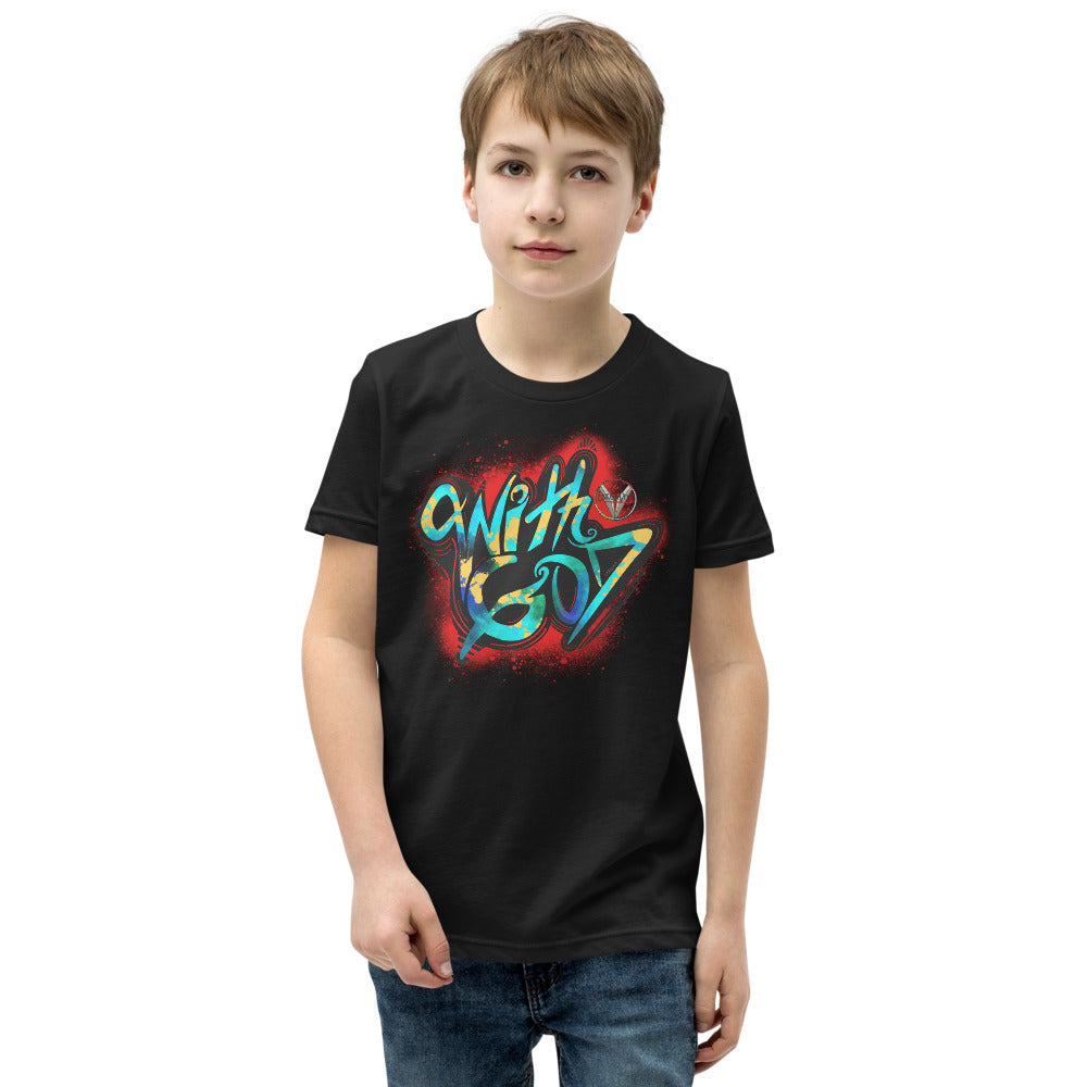 With God Red Splash Youth Short Sleeve T-Shirt