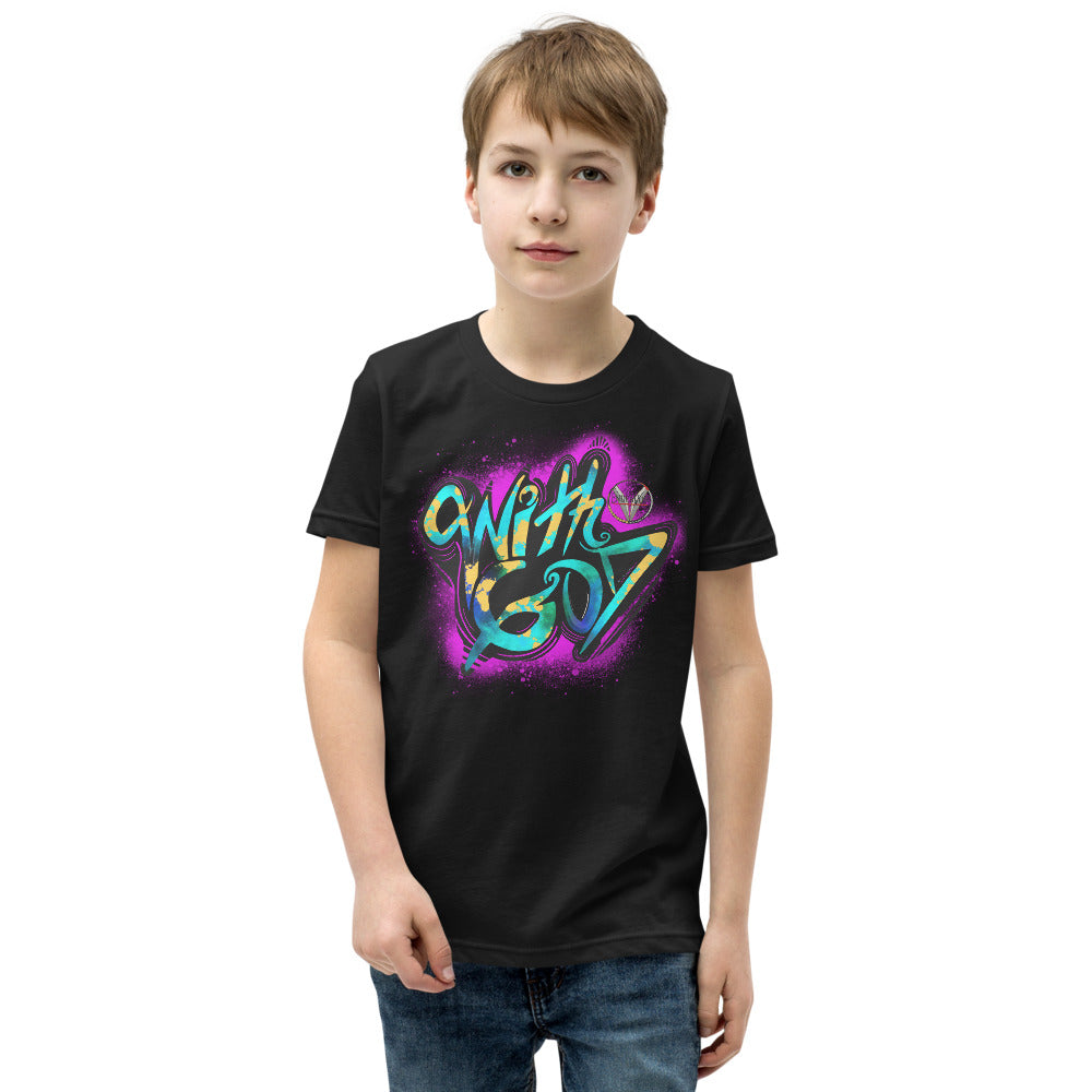 With God Fuchsia Youth Short Sleeve T-Shirt