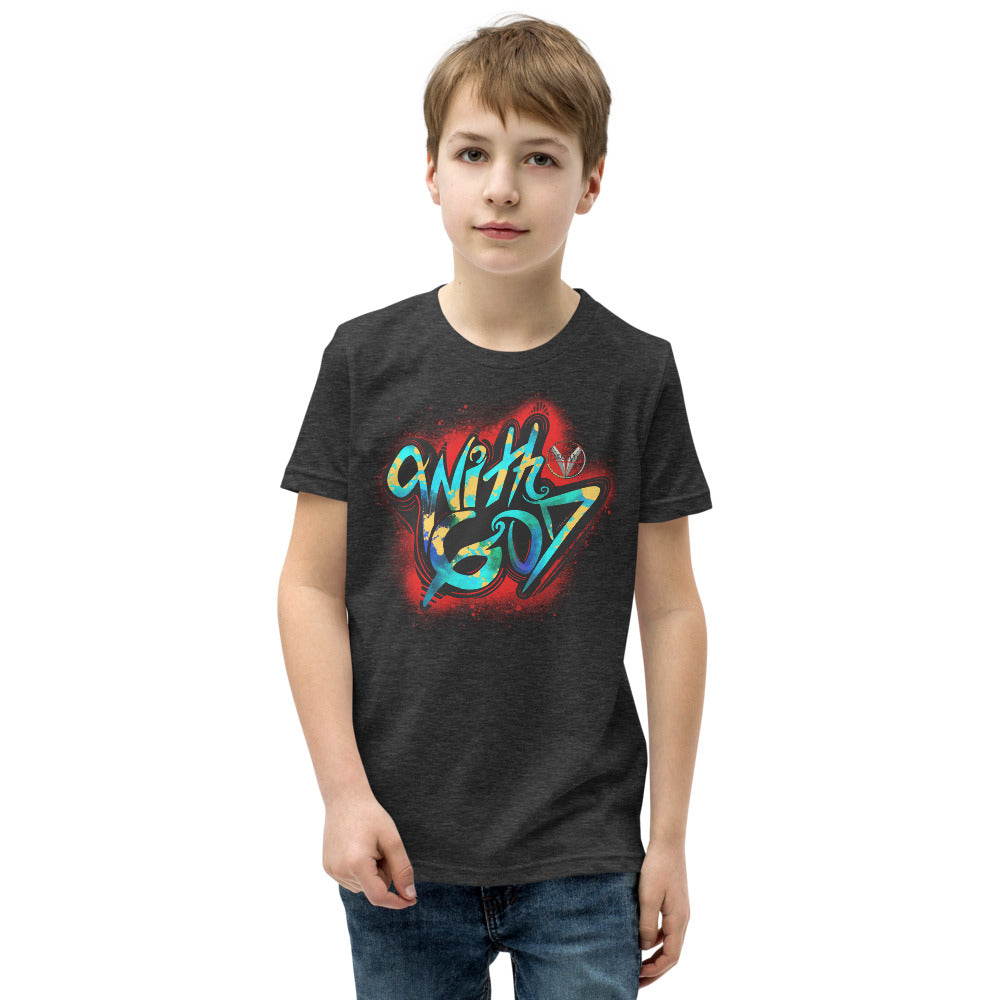With God Red Splash Youth Short Sleeve T-Shirt