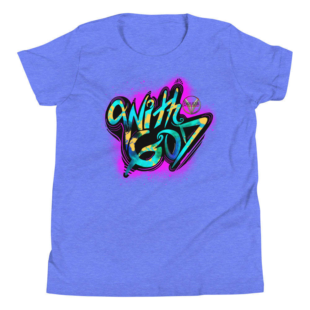 With God Fuchsia Youth Short Sleeve T-Shirt