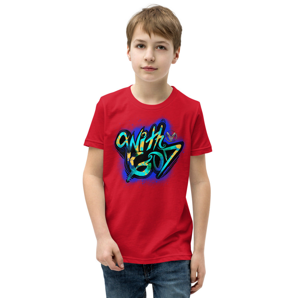 With God Cobalt Blue Splash Youth Short Sleeve T-Shirt