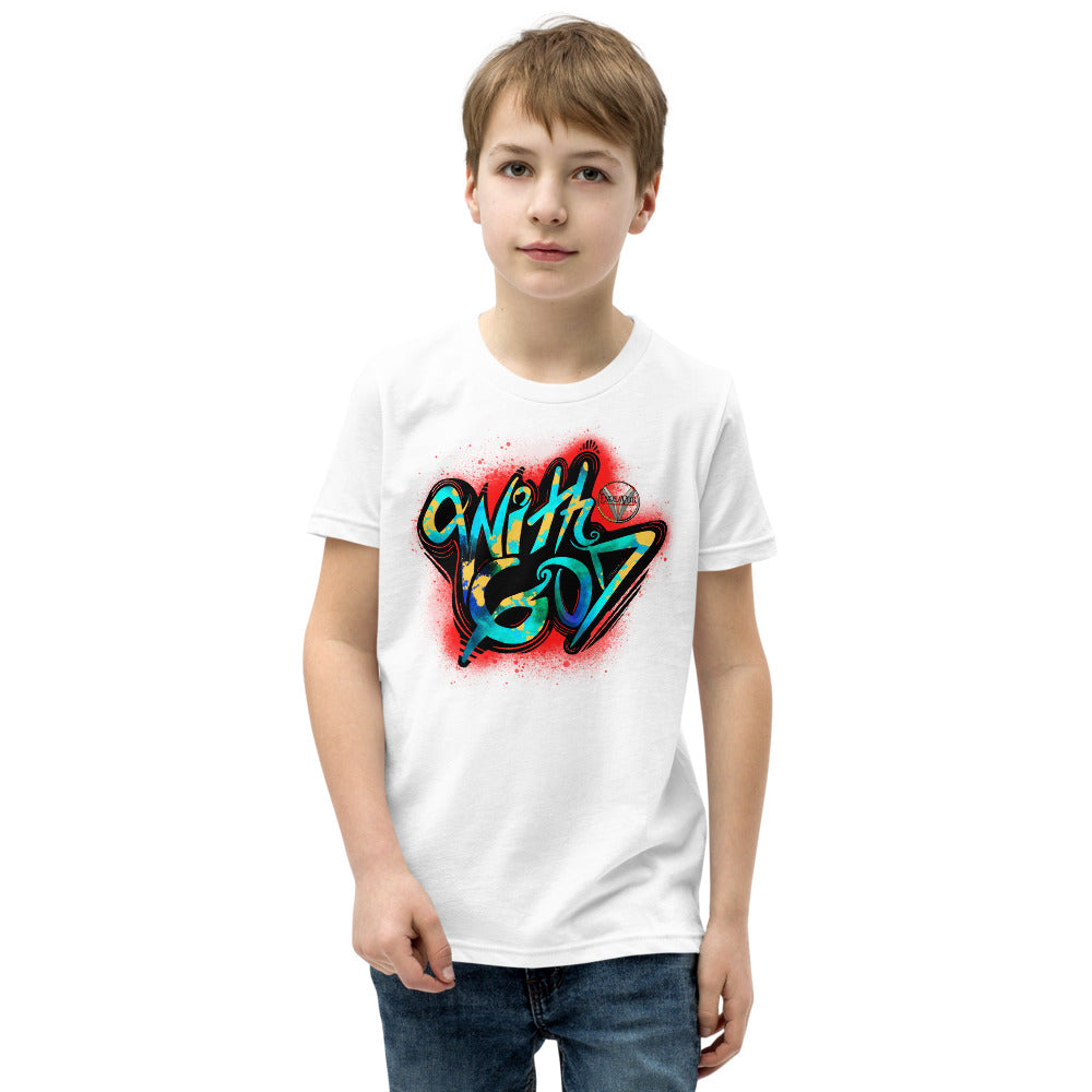 With God Red Splash Youth Short Sleeve T-Shirt