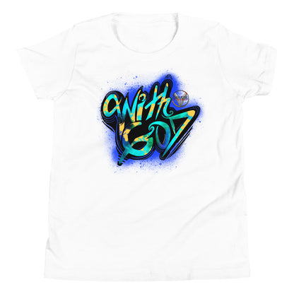 With God Cobalt Blue Splash Youth Short Sleeve T-Shirt