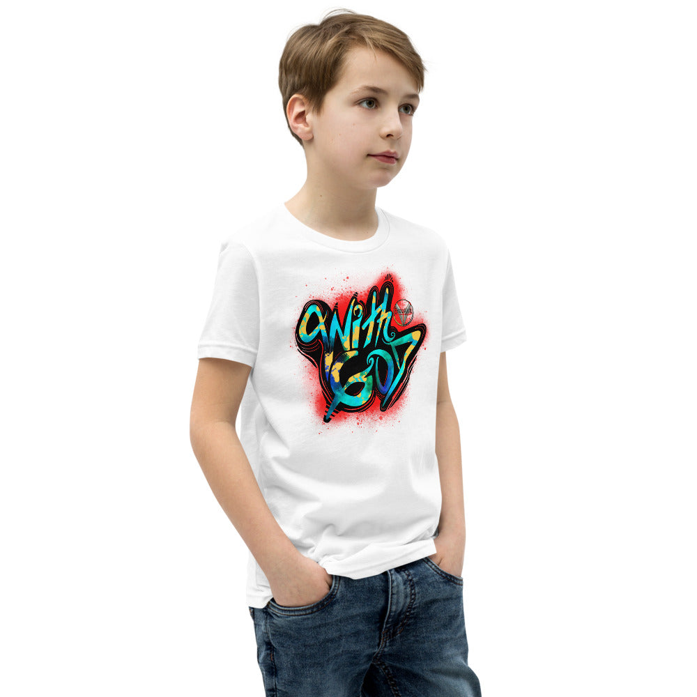 With God Red Splash Youth Short Sleeve T-Shirt